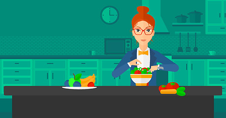 Image showing Woman cooking meal.