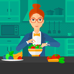 Image showing Woman cooking meal.