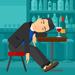 Image showing Man sleeping in bar. 