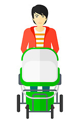 Image showing Man pushing pram.