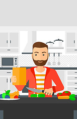 Image showing Man cooking meal.