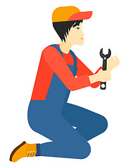 Image showing Repairman holding spanner.