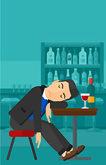 Image showing Man sleeping in bar. 