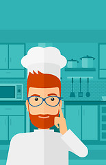 Image showing Chef pointing forefinger up.