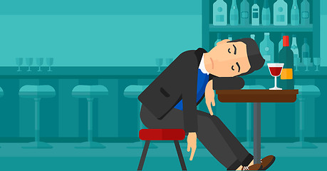 Image showing Man sleeping in bar. 