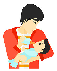 Image showing Man feeding baby.