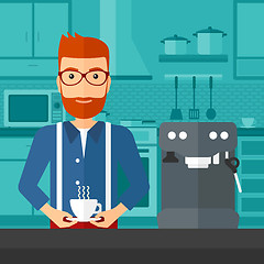 Image showing Man making coffee.