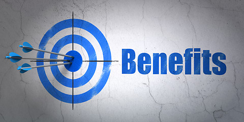 Image showing Business concept: target and Benefits on wall background