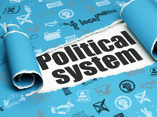 Image showing Politics concept: black text Political System under the piece of  torn paper