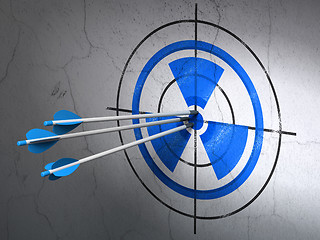 Image showing Science concept: arrows in Radiation target on wall background