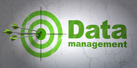 Image showing Information concept: target and Data Management on wall background
