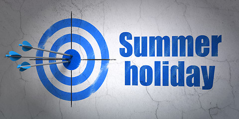 Image showing Vacation concept: target and Summer Holiday on wall background