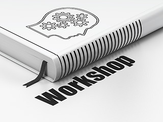 Image showing Education concept: book Head With Gears, Workshop on white background