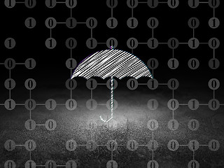 Image showing Safety concept: Umbrella in grunge dark room