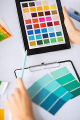 Image showing woman working with color samples for selection