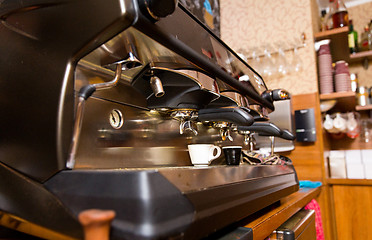 Image showing close up of coffee machine at cafe or restaurant