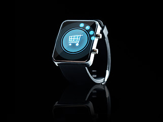 Image showing close up of black smart watch