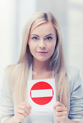 Image showing woman with no entry sign