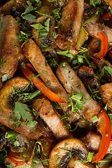 Image showing roast meat in a frying pan.