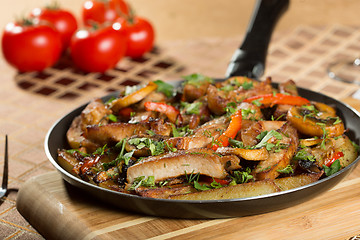 Image showing roast meat in a frying pan.