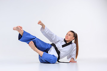 Image showing The karate girl with black belt 