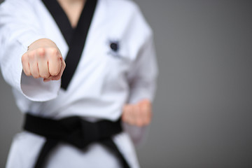 Image showing The karate girl with black belt 