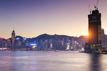 Image showing hong kong habour sunset