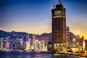 Image showing hong kong habour sunset