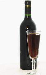 Image showing red wine and bottle