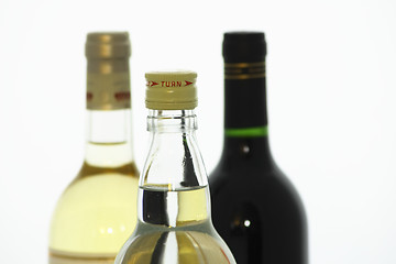 Image showing white and red wine and vodka