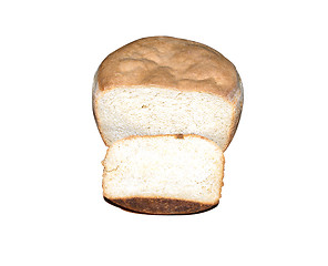 Image showing home round white bread with a piece cut off