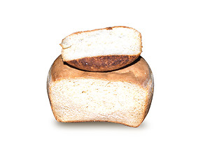 Image showing homemade white bread with a piece cut off