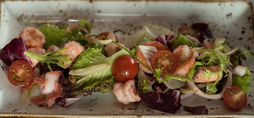 Image showing salad with cooked shrimp