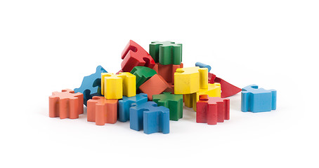 Image showing Closeup of big jigsaw puzzle pieces