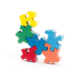 Image showing Closeup of big jigsaw puzzle pieces