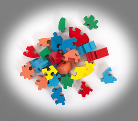 Image showing Closeup of big jigsaw puzzle pieces