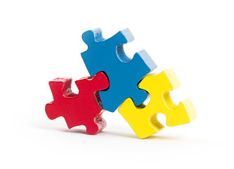 Image showing Closeup of big jigsaw puzzle pieces