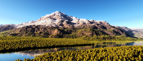 Image showing Beautiful forested island 