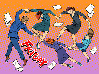 Image showing Dance in the office Friday holiday joy business