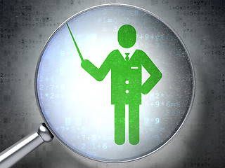 Image showing Education concept: Teacher with optical glass on digital background