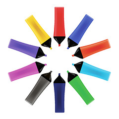 Image showing Set od Colorful Markers . Office Tools.