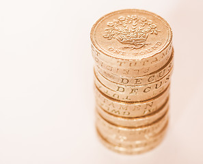 Image showing  Pound coin pile vintage