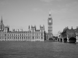 Image showing Black and white Houses of Parliament in London