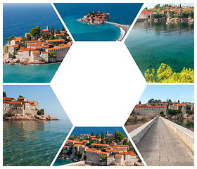 Image showing The collage of Sveti Stefan island in Montenegro