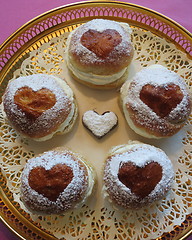 Image showing Semla - bun with cream and almond paste