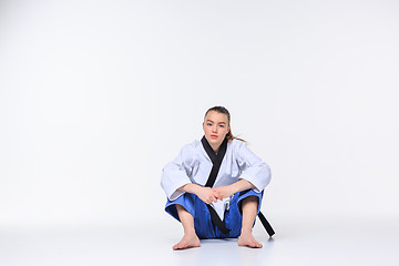 Image showing The karate girl with black belt 