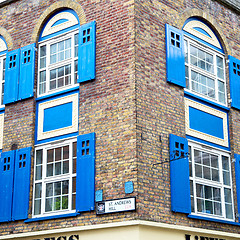 Image showing old window in europe london  red brick wall     and      histori