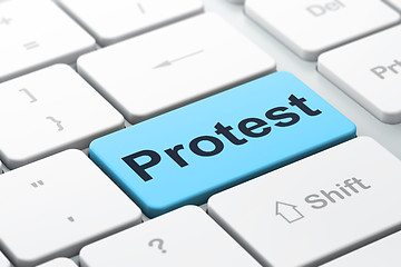 Image showing Political concept: Protest on computer keyboard background