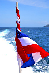 Image showing waving flag  asia  kho samu bay isle    in thailand and   sea 