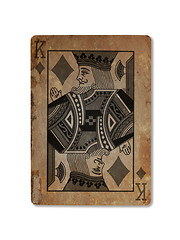 Image showing Very old playing card, King of diamonds